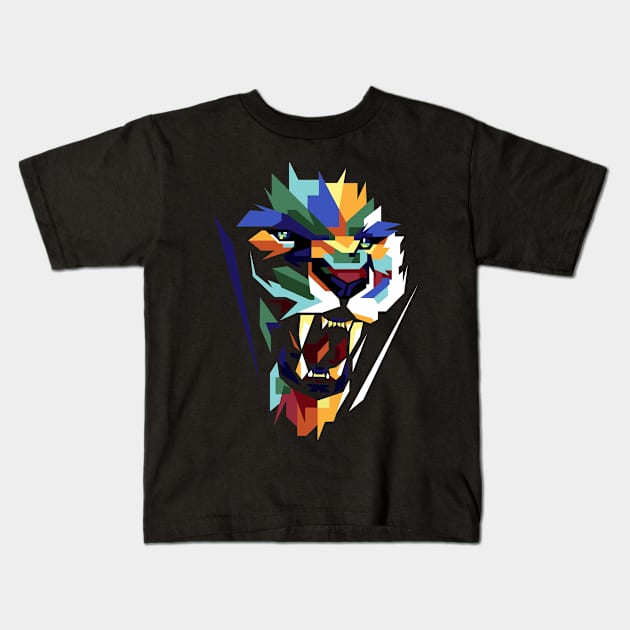 Colorful Lion Kids T-Shirt by mrasyidkvec